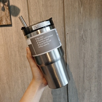 Large capacity 304 stainless steel water cup Car insulated coffee cup Simple ins ice cream cup with straw milk tea cup