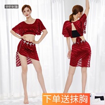 2021 new belly dance costume womens suit sexy mesh oriental dance practice suit large size beginner dance suit