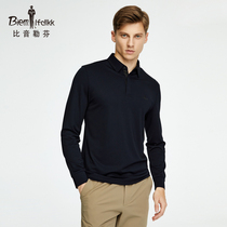 (Bamboo fiber) Bhiyin Löfven spring and summer mens Polo shirt solid color business casual comfort breathable long sleeve t-shirt