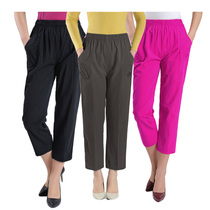 Clear Cabin Womens Dress All-cotton Pants Summer Mom 90% Pants Pure Cotton Middle Aged Thin Rose Red Rice White Yellow Casual Pants