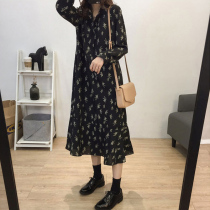 2021 new autumn womens long sleeve floral fashion temperament Hepburn style early autumn dress size fat mm