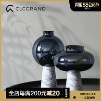 CLC GRAND light luxury marble vase glass decoration designer model room vase soft decoration creativity