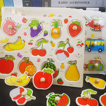 Tmall shop original high quality digital letter childrens hand grip puzzle puzzle Mengshi early education toy wooden baby puzzle 1-2-34 years old