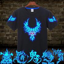 Ghost step dance luminous T-shirt short-sleeved summer male and middle school students 12-year-old middle and large children fluorescent half-sleeve