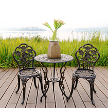 All-aluminum small table and chair outdoor courtyard garden wrought iron leisure cast aluminum outdoor table chair three-piece balcony small coffee table