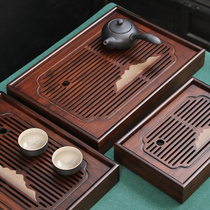 Bamboo Tea Tray High-end Refined Home Living Room Tea Tea Table Tea Drain Pan New Chinese Water Storage Extremely Simple Walnut Wood Color