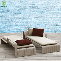 Outdoor Rattan Sofa Bed Sofa Bed Imitation Vine Deck Chair Hotel Balcony Pool Beach Hotel Villa Lying Bed Outdoor Bed