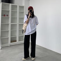 Wide leg pants womens high waist sipping spring and autumn 2021 new suit pants straight tube loose slim Joker pants