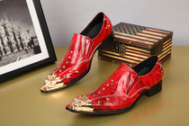 British mens trendy hairdresser Tie Long tip scalp shoes Han hairdresser leather shoes riveting nightclub shoes