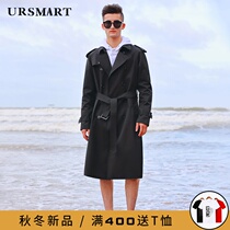 Trench long knee Trench coat men double-breasted thick down liner autumn and winter rain British loose coat men