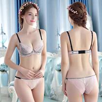 Bra set Lace thin sexy beauty back Ultra-thin transparent upper bracket bra womens large size underwear underwear set