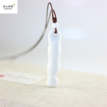 Chinese style ceramic whistle necklace handmade bone whistle jewelry Small fresh couple ceramic sweater chain