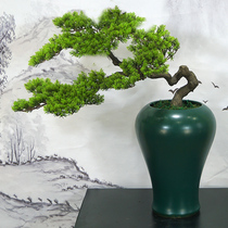 New Chinese style simulation cliff cypress pine welcoming pine bonsai plant potted plant exhibition hall living room Hotel Zen decoration