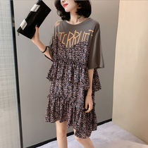 European station 2021 summer new European fashion fake two floral dress female foreign style casual cake skirt