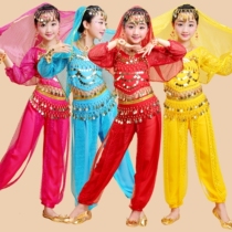  Long-sleeved belly dance clothing Childrens bright pants Childrens national dance performance clothing Girls Indian dance performance clothing