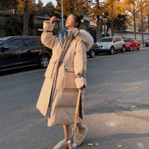 Down cotton-padded womens long knee 2021 Winter new Korean ins tide waist thickening chic cotton-padded chic