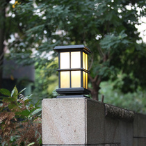 Simple Chinese pillar lamp LED solar door post courtyard light waterproof super bright Villa wall household door light