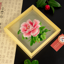 New Chinese Shu embroidery Mudan embroidered double-sided embroidered craft simple pendulum piece Chinese wind featured gift giving old foreign gifts