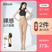 South Korea ZAUO skin tone bottomed pantyhose autumn and winter thick plus velvet bare leg bare leg bare leg flesh color artifact female 1200D