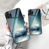 Chinese style Snow Lotus for Apple x phone case 11pro creative 6s glass hard case 6 beautiful 11 retro max personality