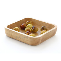  Japanese-style simple square solid wood dishes Oversized log salad dishes Hotel special wooden tableware