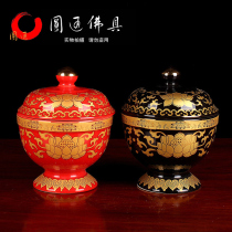 Yuantong Buddha Enamel Tang color incense powder cup Sandalwood Jar Buddhist Buddha Hall Puja Supplies Ring incense incense burner