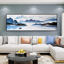 New Chinese landscape painting hand-painted oil painting triple living room background wall decorative painting abstract landscape hanging painting simple modern