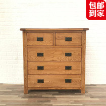 European White Oak full solid wood wide chest cabinet locker glove wood wax oil log vintage black walnut color