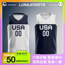  Dream team dream 13 design]Custom 2009 US national team jersey Team jersey Large size loose basketball jersey