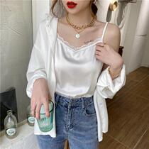 One-piece two-piece suit with lace sling for women wearing sleeveless bottoming vest Simple sexy top Xia Chao