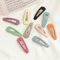 Net red Morandi color hairpin female color frosted rubber paint bb clip Korean version of the girl water drop small card hairpin