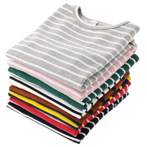 Childrens clothing boys base shirt cotton 2021 spring and autumn girls big childrens striped T-shirt round neck baby long sleeve top