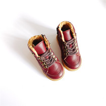 Dads home Italian pepe new childrens vintage snowflake strap wool warm leather boots