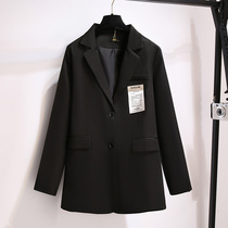 Special size womens black trench coat coat spring and autumn 2021300 Jin 230 fat sister thin belly coat top