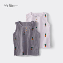 Bamboo fun baby vest summer thin children men and women baby cotton sleeveless small vest summer 0-1-3 years old