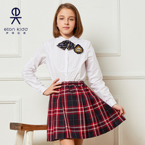 Eaton Guild brand school uniform shirt white college spring autumn pure color woman long sleeve shirt 09C202