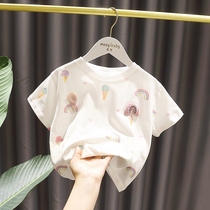 New product Barabara girl short sleeve T-shirt 2021 new children summer dress female baby pure cotton printed blouses woman
