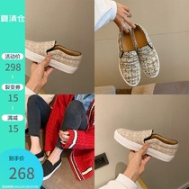 (Lv Xiaobu)A pedal lazy flat flat solid color daily platform shoes Loafers womens small fragrance fairy single shoes