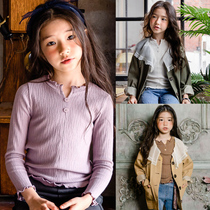 Childrens base shirt Western style middle and large childrens t-shirt autumn 2021 new inner shirt fashionable ins childrens pullover