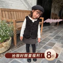Cookie home baby shop foreign-run wild plaid hairy double-faced vest