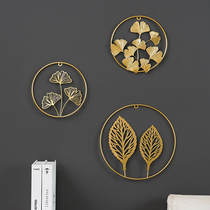 Nordic golden light luxury ginkgo leaf living room wall wall decoration creative wall pendant free of punching