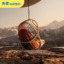 Hanging basket hanging chair rattan chair outdoor adult swing indoor open-air balcony garden courtyard simple single rattan rocking chair