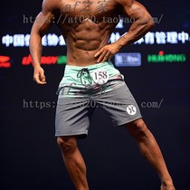 Mens fitness competition Beach pants Knee Easy Speed Dry Medium Pants Big Code Summer Green Surf Shorts Sports