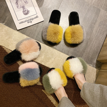 Mao Mao slippers womens autumn 2021 New Joker flat bottom casual non-slip one-word drag home indoor floor mop