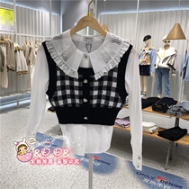 ONLY2022 spring new domestic doll collar suit knitted vest shirt female 122105016