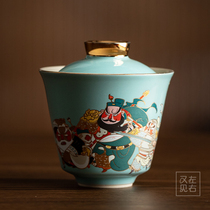 Guochao Wuhu will make ceramic bowl handmade creative tea bowl Jingdezhen home kung fu tea set Tea Cup