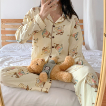 Butter cake ~ CHAO warm color SpongeBob pajamas women spring and autumn cotton cartoon girls home clothing