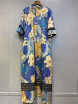 Factory direct sale plus size mother mulberry silk 100% heavyweight 55 mummi fragrant cloud yarn long dress FHX75