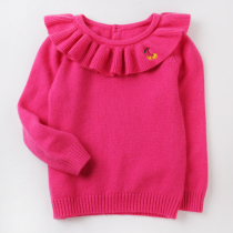 Girls sweater new thickened childrens cashmere sweater baby ear collar flap girl princess doll collar