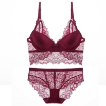 Top Thin Bottom Thick Belt Steel Ring Top Support Small Chest Gathering Bra Set Sexy Lace Lace Underwear Bra Set Female